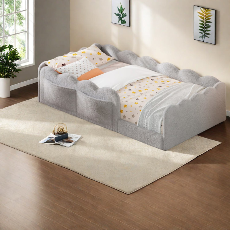 Lit moderne avec rangement, lit simple en bois aggloméré pour la maison