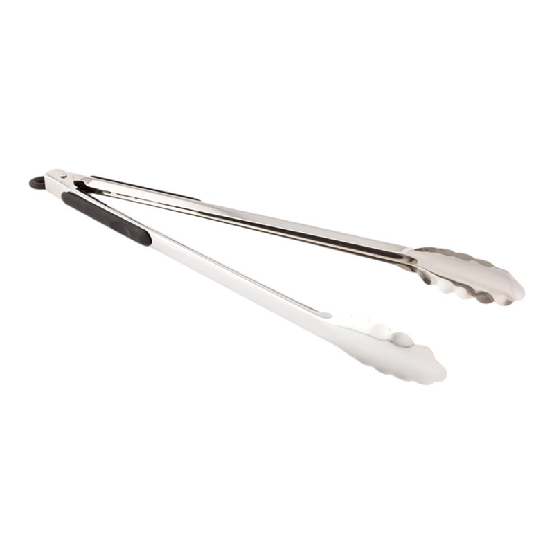 Pinces de cuisine 16 pouces x 3,5 pouces pour restaurantware-met lux, 1 avec pinces de service en caoutchouc antidérapantes, bords festonnés, pinces en acier inoxydable argenté pour la cuisson
