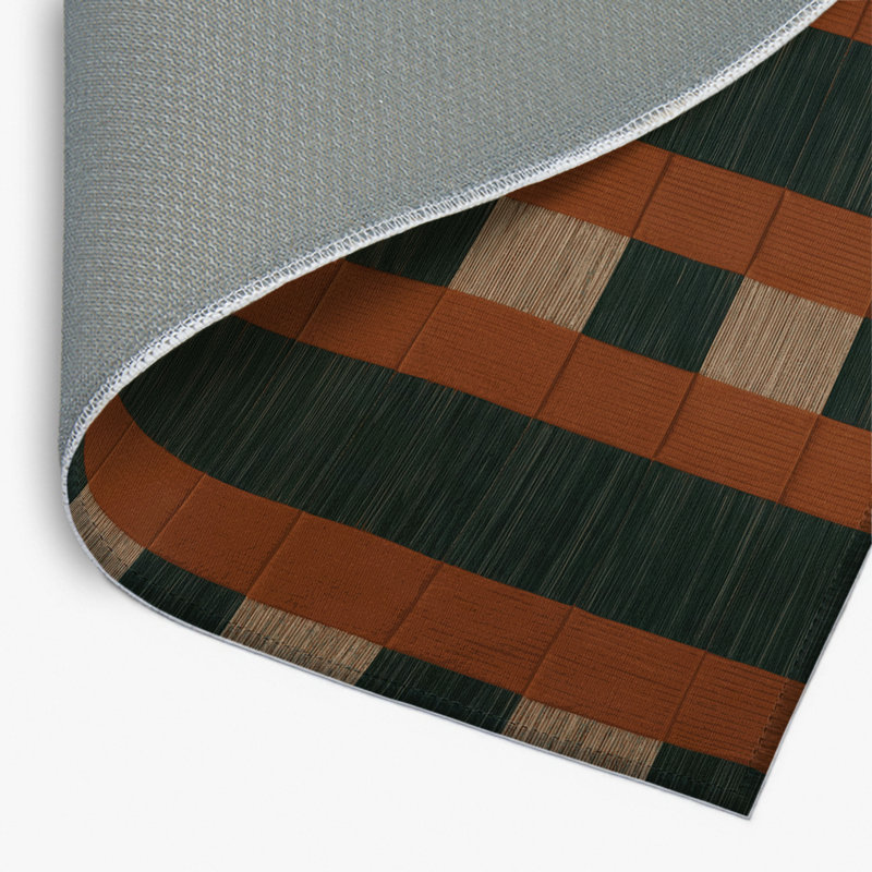 Tapis d'intérieur et d'extérieur à carreaux vert, Rectangulaire 2 pi x 3 pi