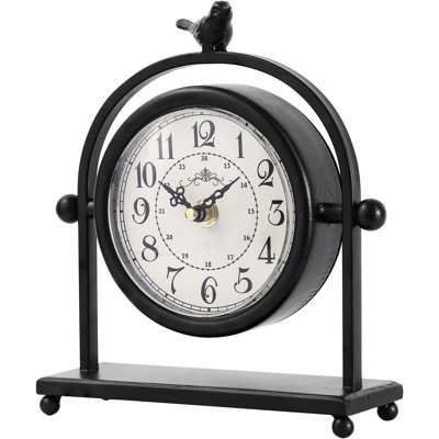 Silent Battery Powered Black Metal Analog Clock