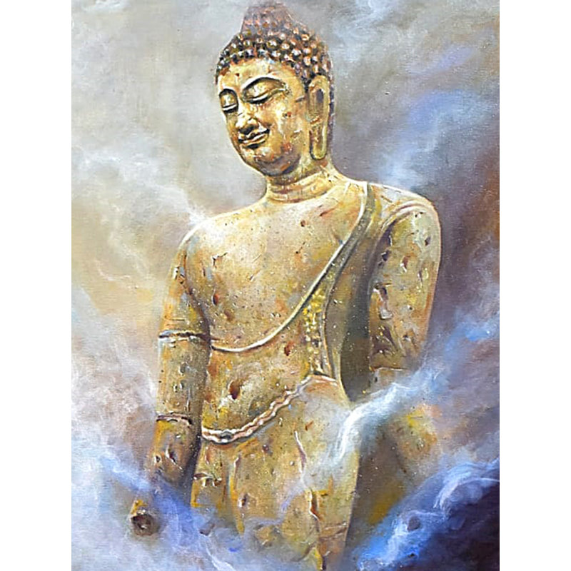 Bouddha prêchant | Acrylique sur toile | Peinture de Jugal Sarkar
