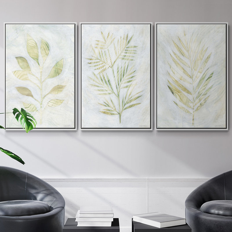Breezy Fronds I 3 pièces, Blanc, H 27 po x l 54 po
