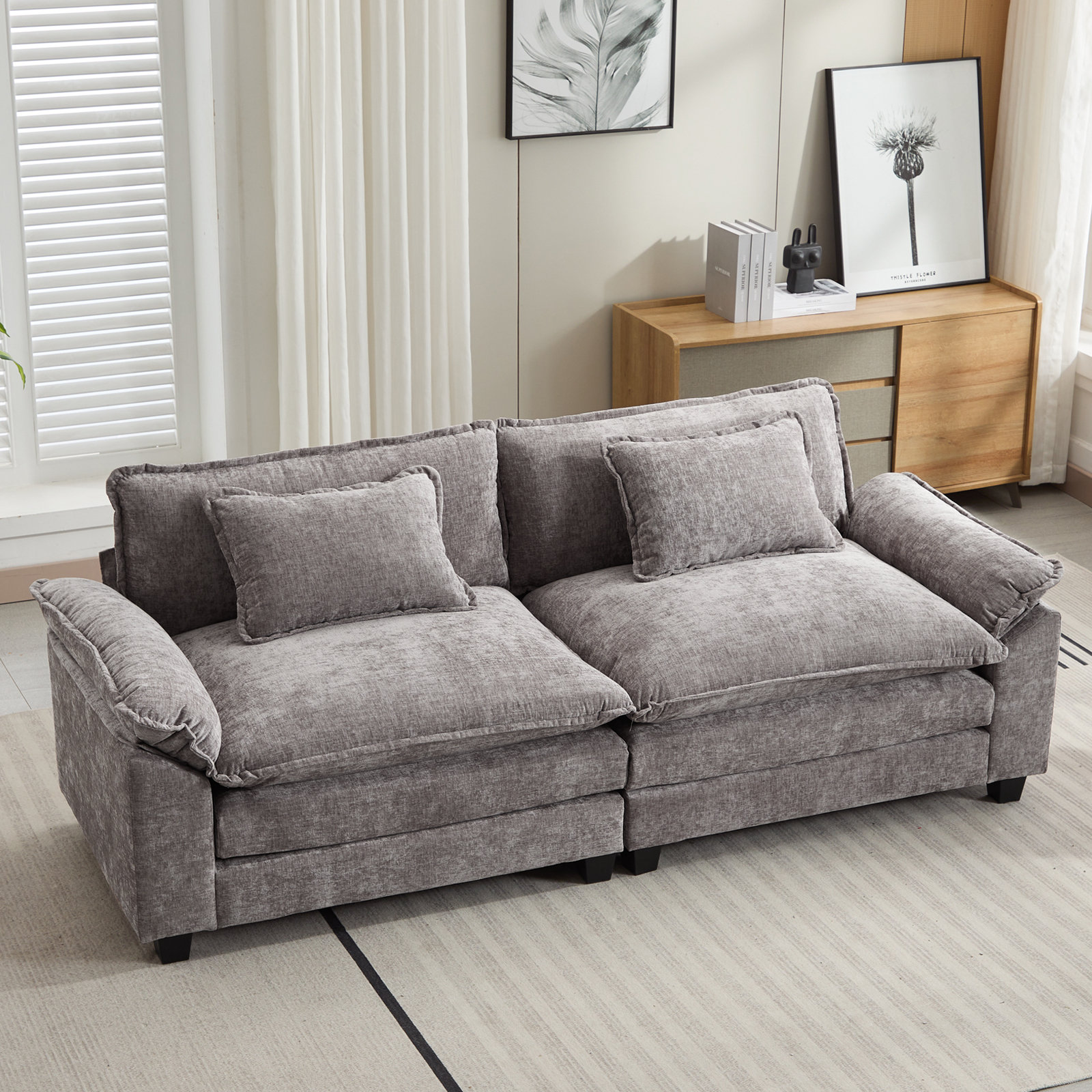 Latitude Run® 86“ Comfy Cloud Couch Loveseat Sofa for Living Room