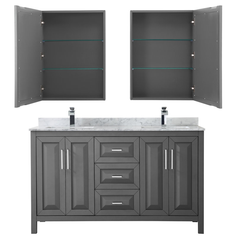 Daria 60'' W Double Vanity, Dark Espresso, Polished Chrome