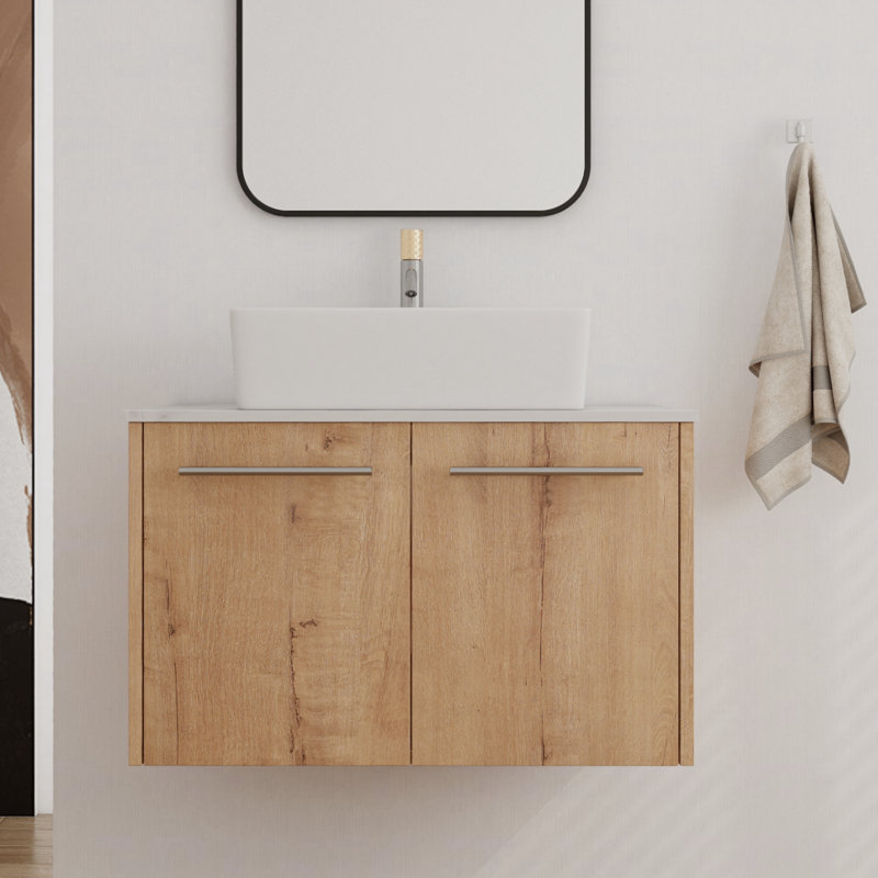 Meuble-lavabo simple avec plateau en pierre 29,84 po Kaytlynn