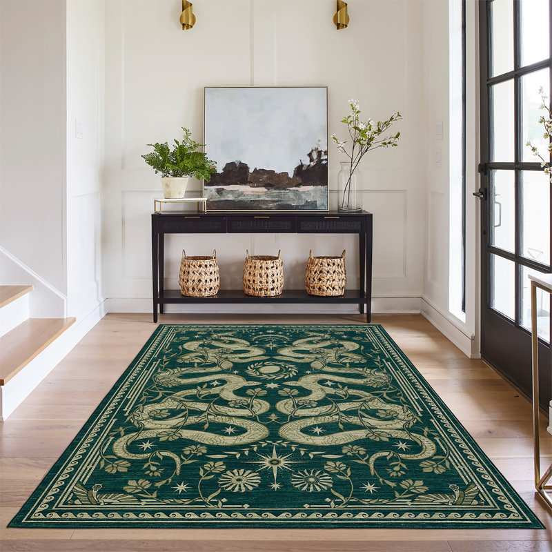 Living Room Rug Snake Area Rug Non Slip Washable Rugs Stain Resistant Design Non Shedding Floor Carpet for Dining Room Nursery