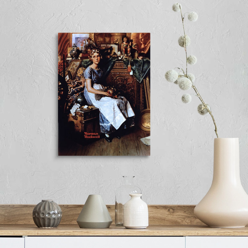 "Norman Rockwell Dreams In The Antique Shop", art mural sur toile, H 16 po x l 12 po x P 1,25 po, Toile tendue
