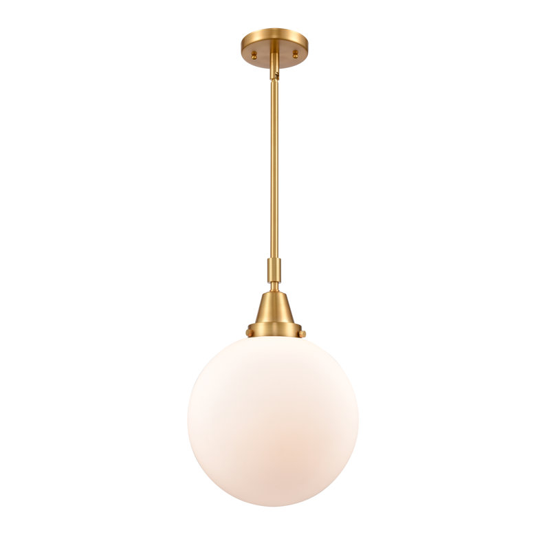 Luminaire suspendu sphère 1 lumière Lorri, Blanc mat, H 44,88 po x l 10 po x P 10 po, Or satiné
