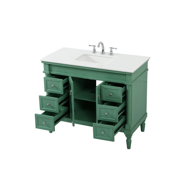 Lexington 42'' Single Bathroom Vanity with Top, Vintage Mint, Ivory White
