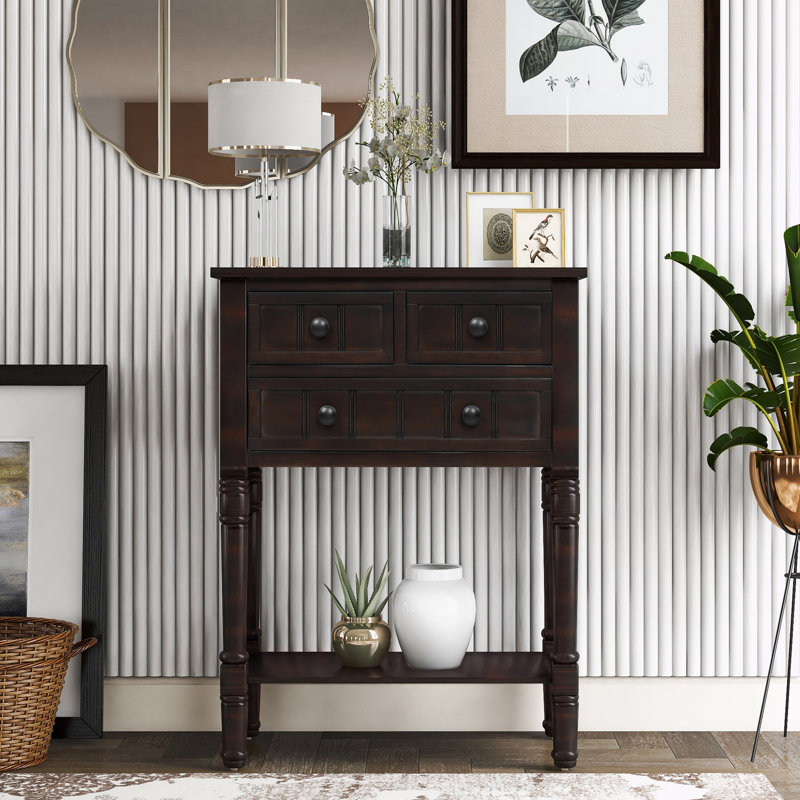 Commode d'appoint en bois avec tiroirs de rangement, Espresso