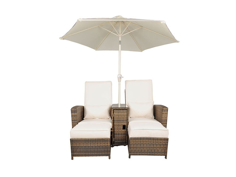 Harker 82cm Long Reclining Double Chaise with Cushions and Table