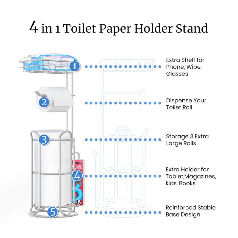 Free Standing Toilet Paper Holder, Chrome