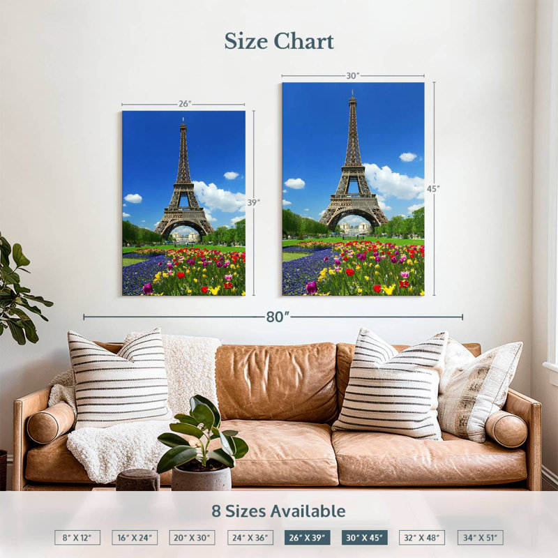 Aime Eiffel Tower At Springtime, 39" H x 26" W