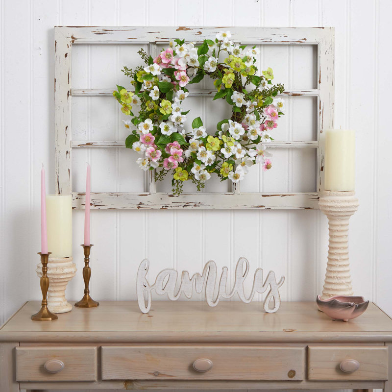 Faux Dogwood Plastic 20'' Wreath