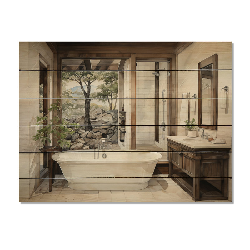 «Jaylond Bathroom Contemporary Zen II» sur bois, H 24 po x l 32 po x P 0,78 po