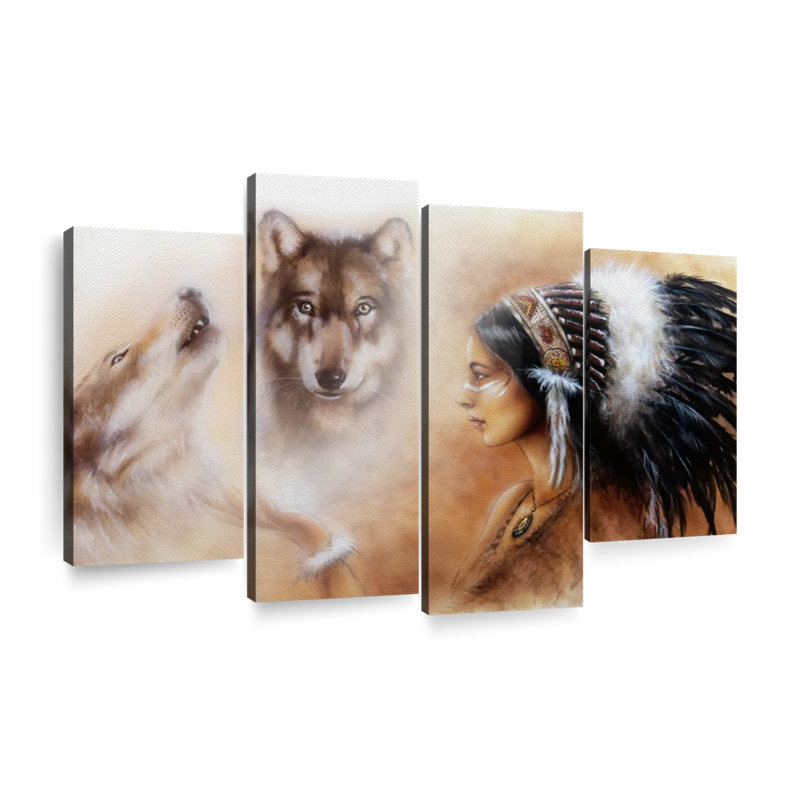 «Native American Cherokee Wolf», reproduction d'art sur toile, H 22 po x l 36 po x P 1 po