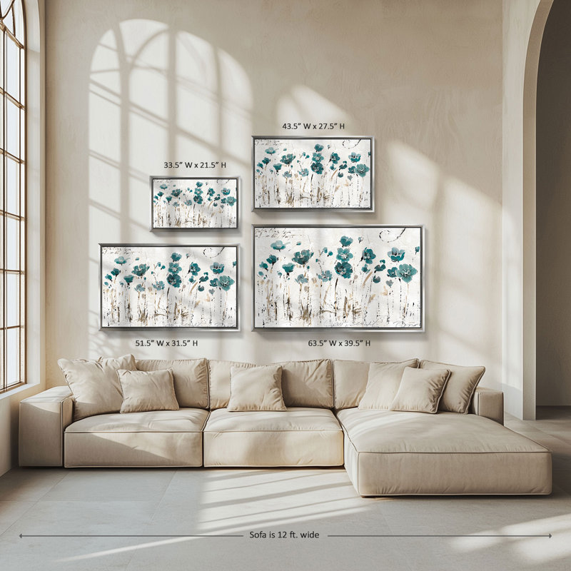 "Abstract Balance IV Blue" par Lisa Audit, reproduction sur toile dans un cadre flottant, H 21,5 po x l 33,5 po