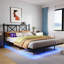 Base de lit flottante pleine grandeur avec tête de lit, rangement, charge USB et lumières DEL, lattes en acier robustes, assemblage facile-86713500