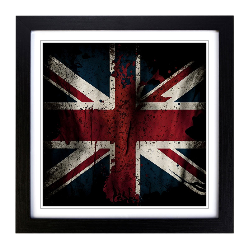 Union Jack Digital Art - Single Picture Frame Print on Wood, Black