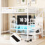 Lit mezzanine en métal avec meuble télé, escalier et garde-robe - White Elegance Style