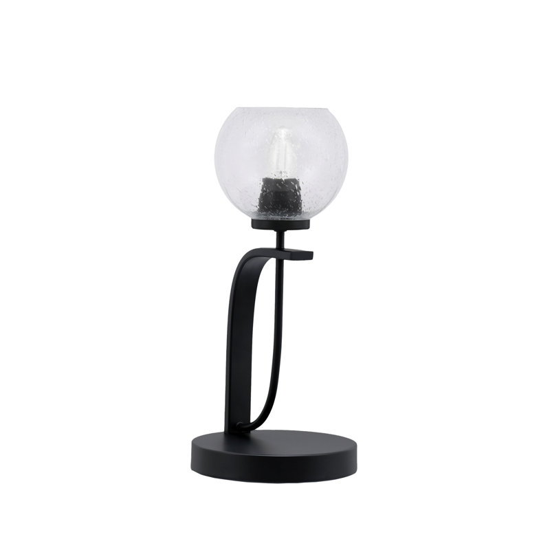 Lampe d'appoint Basnti Cavella, fini noir mat avec verre à bulles de 5,75 po, Clair