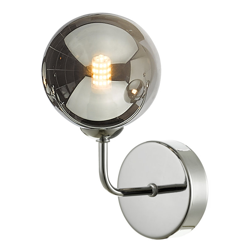 Wall Light, Smoke Glass, Polished Chrome