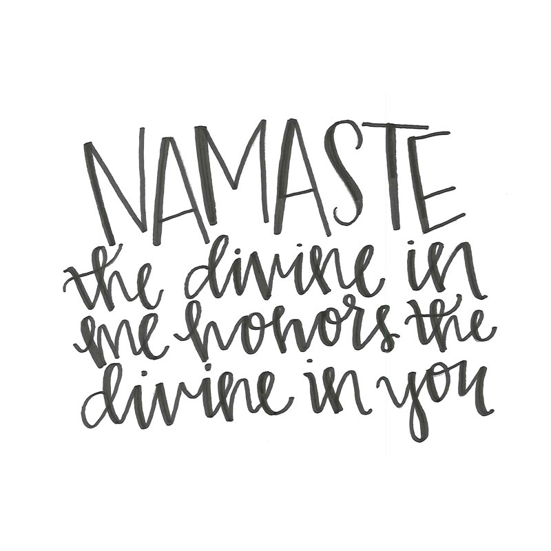 «Namaste the Divine in All of Us 5», art textuel sur toile tendue, H 24 po x l 36 po