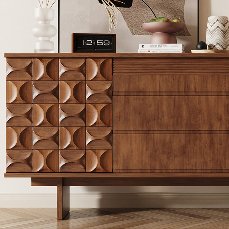 Buffet de style médiéval avec armoire de rangement, H 31,5 po x l 55,12 po x P 15,75 po