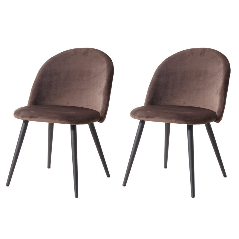 Caileigh Cotton Blend Upholstered Metal Side Chair, Brown