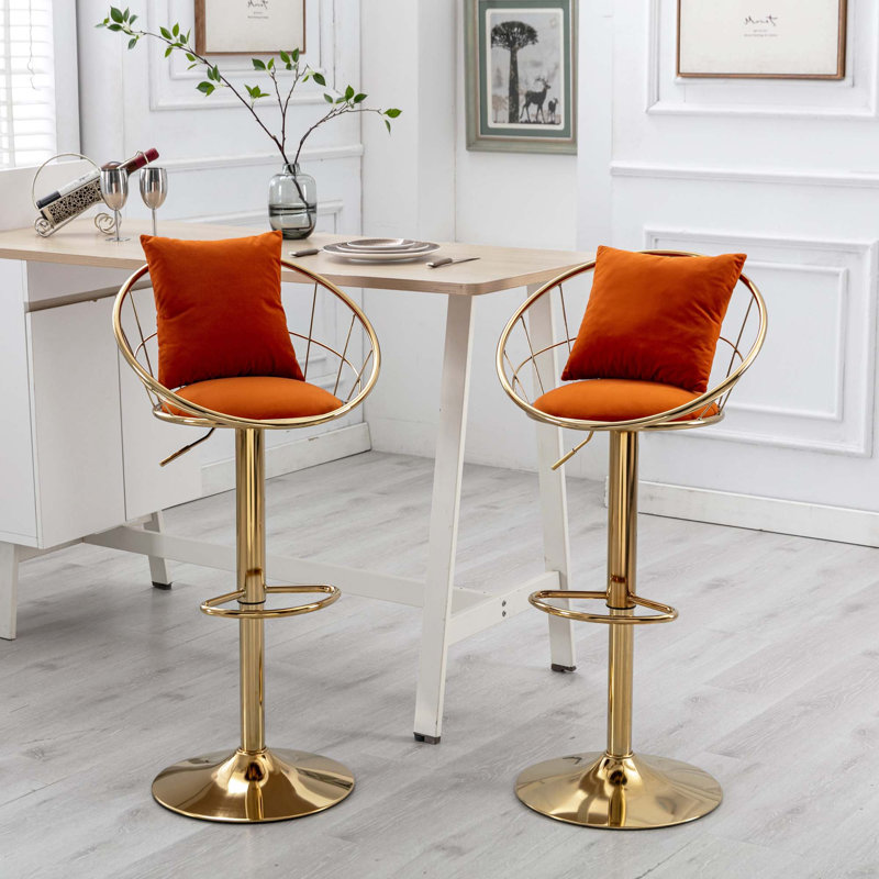 Hauteur réglable de la chaise de bar rotative à 360 degrés - H 42 po x l 21 po x P 18 po, Orange