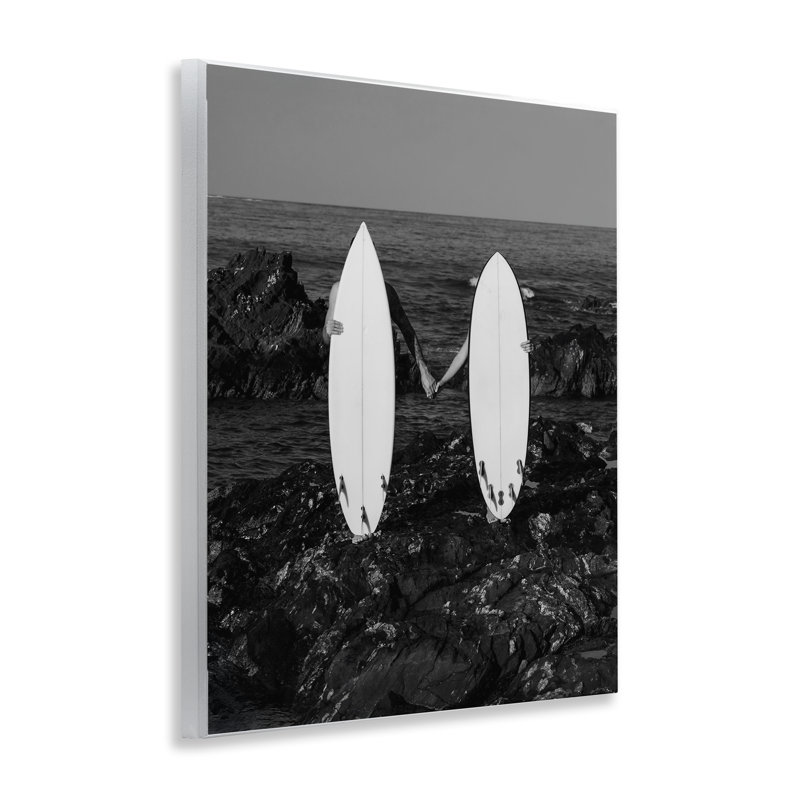 Romantic Surfer Couple Wall Plaque Art by Daphne Polselli