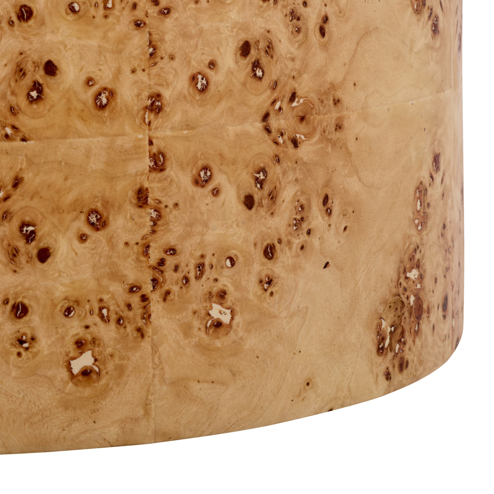 16" Boucle & Burl Ottoman, Light Gray Boucle