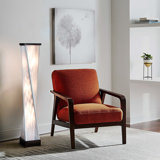 Torque Accent Floor Lamp - Ebony Finish, Hand-knotted Silvered String Shade, Dimmer