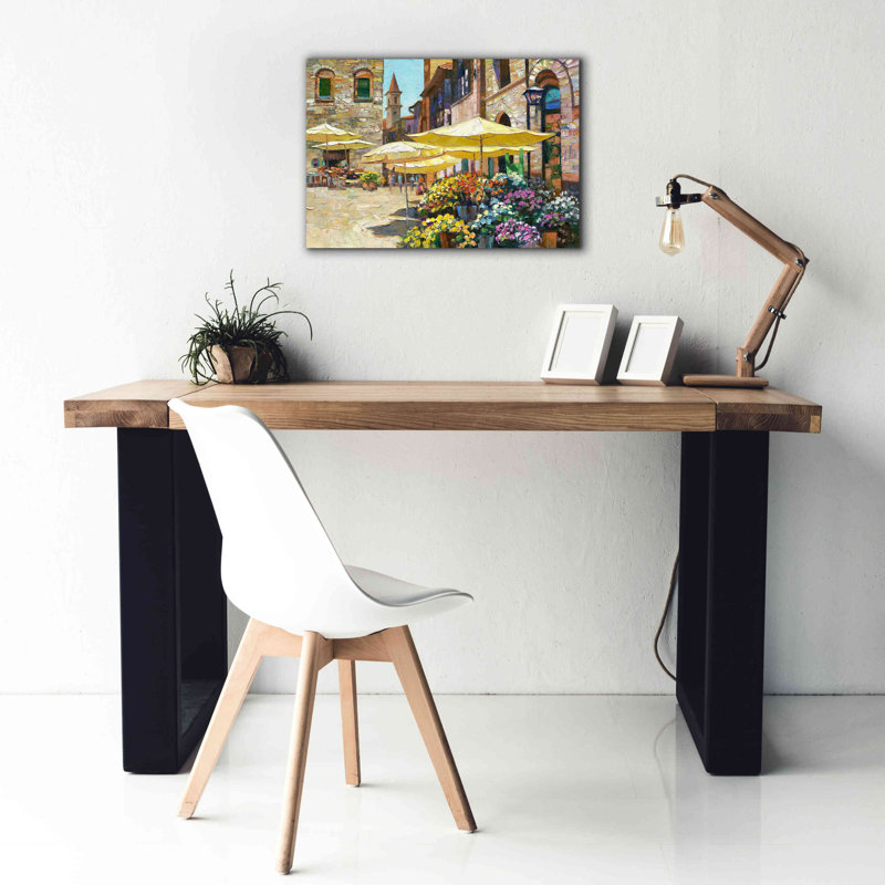 «Siena Flower Market» par Howard Behrens, impression sur toile giclée sur toile, H 18 po x l 26 po x P 0,75 po