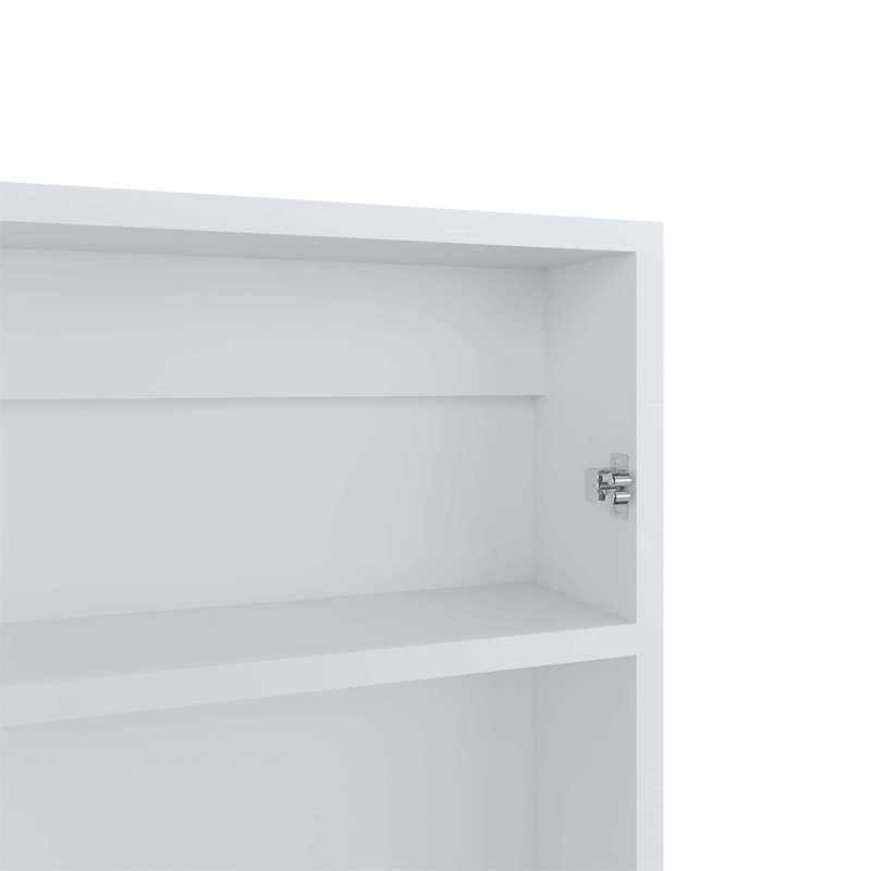 Armoire à pharmacie 15,7 "à miroir, une porte avec trois tablettes intérieures pour la salle de bain et la cuisine, Blanc