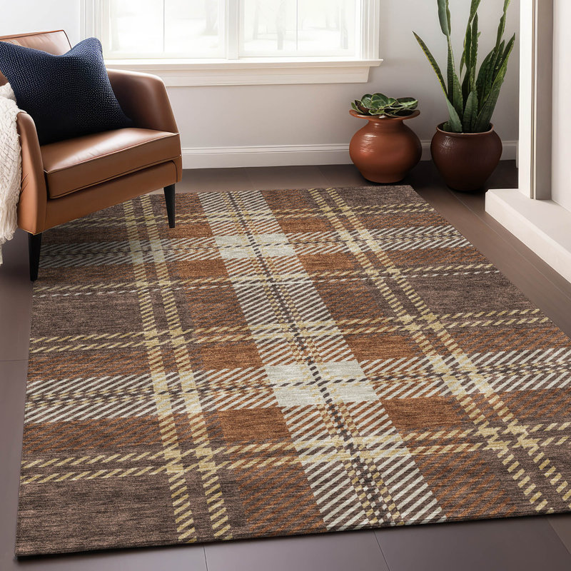 Premium Machine Washable Prisco Chocolate Rug, Rectangle 8' x 10'