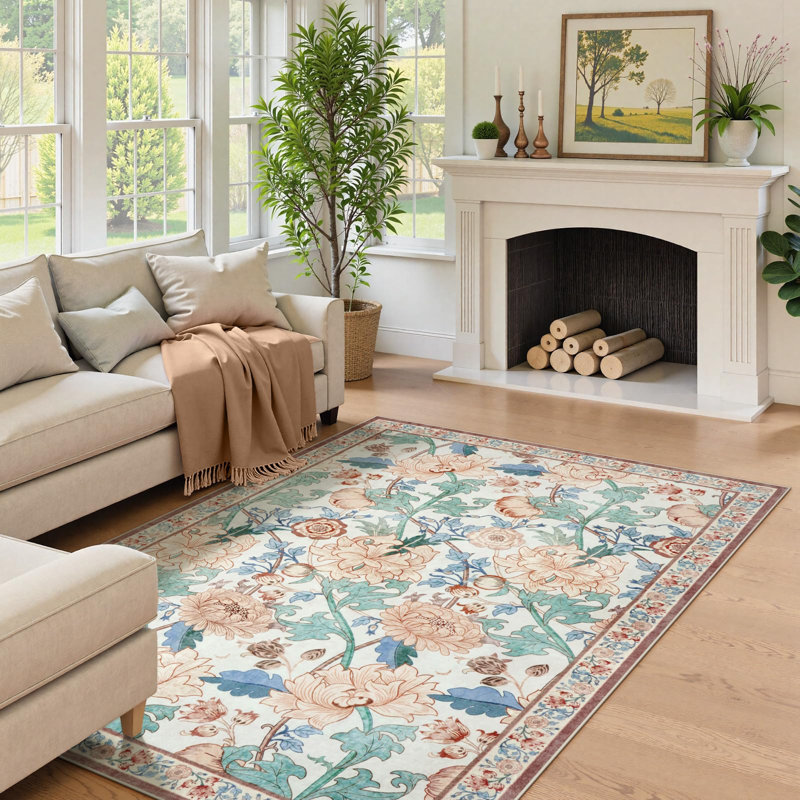 Tapis antidérapant à motif floral Kaldi, Rectangle 5 pi x 7 pi