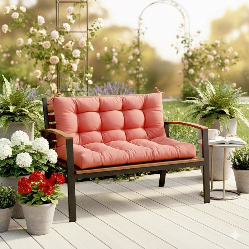 Outdoor Bench Cushions, Weather-resistant Fabric, Fade-resistant Uv Protection, Secure Tie-down Straps, For Outdoor Benches & Patio Seating