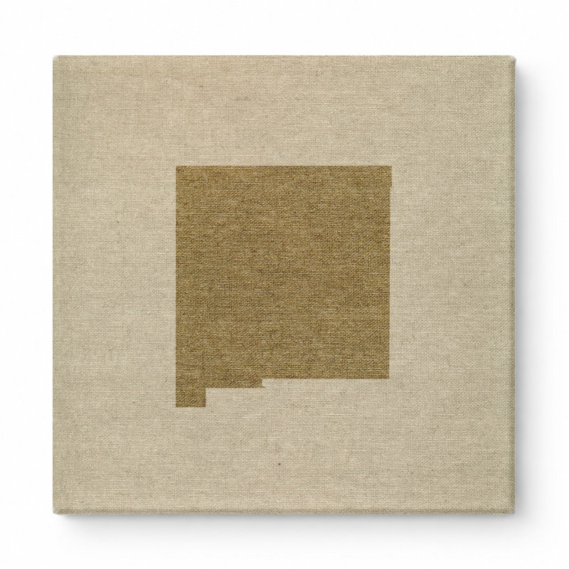 «New Mexico State Map on Linen», art mural sur toile carrée, 32" W x 32" H