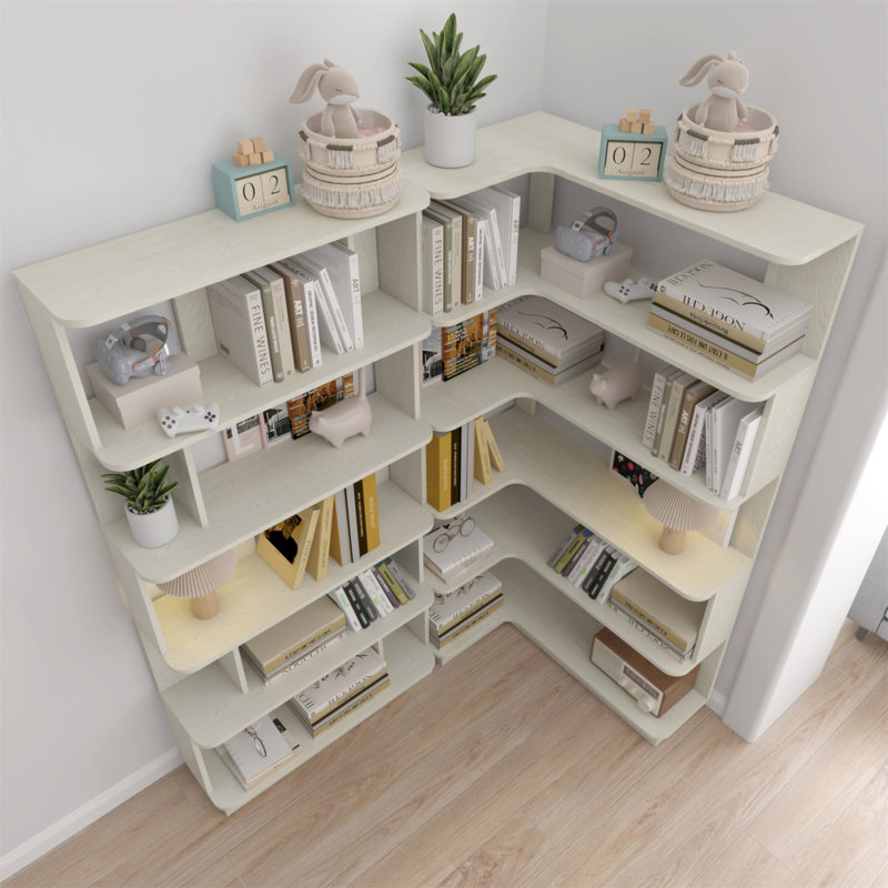 Bibliothèque d'angle peu encombrante de 90 cm + bibliothèque libre extensible de 80 cm, ensemble de 2 tablettes de présentation et 4 autres couleurs optionnelles, meubles librement combinés et assortis