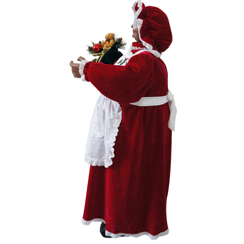 3-Ft Red Velvet and White Apron Mrs. Claus Animatronic