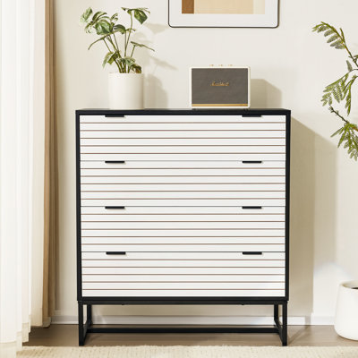 4 Drawers Storage Accent Chest 35"W Wood Dresser