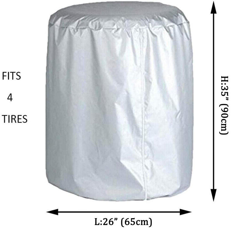 Grande housse de pneu, sac de rangement de pneu et housse de pneu saisonnier, revêtement argenté Oxford résistant à la neige et à la pluie UV 420D, pour remorque, camping-car, véhicule récréatif, camion, VUS