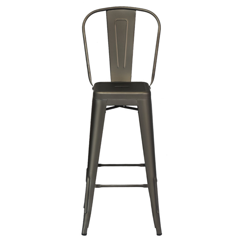 Antes Bar Stool with Steel Frame, Dark Green