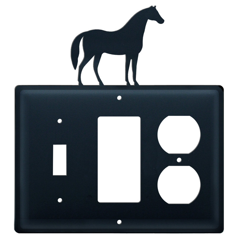 Horse 3-Gang Duplex Outlet / Toggle Light Switch / Rocker Combination Wall Plate