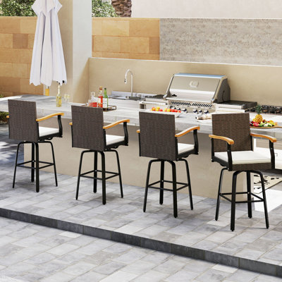 2 tabourets de bar rotatifs 360 degrés avec repose-pieds amovibles