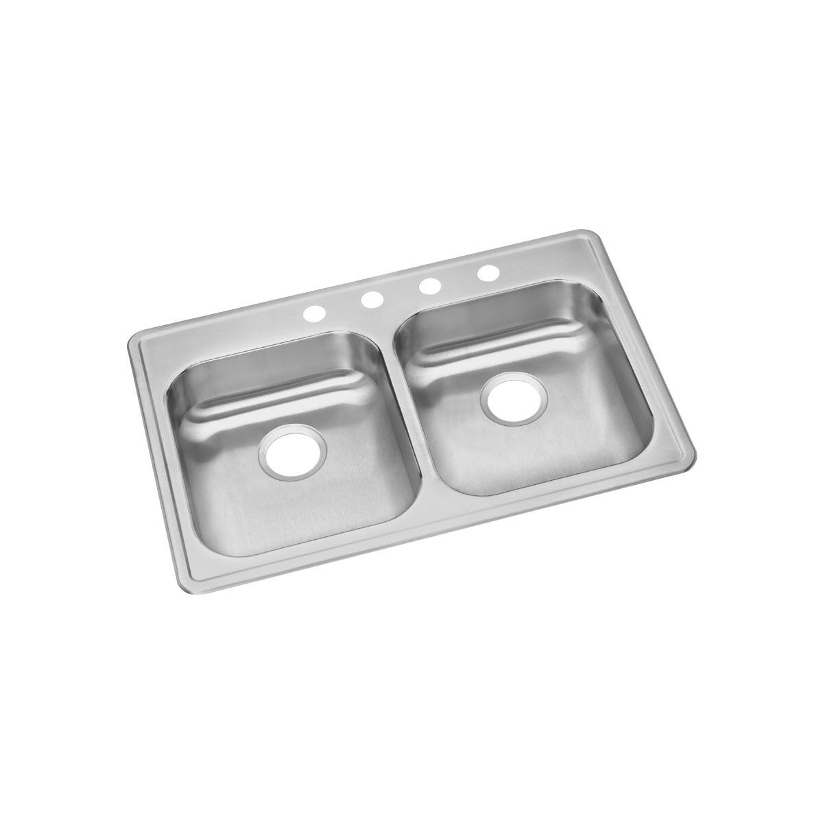 KOHLER Toccata Drop-In 33-in x 22-in Stainless Steel Double Equal Bowl  4-Hole Kitchen Sink in the Kitchen Sinks department at