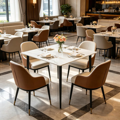 Fung Marble Top Metal Base Dining Table