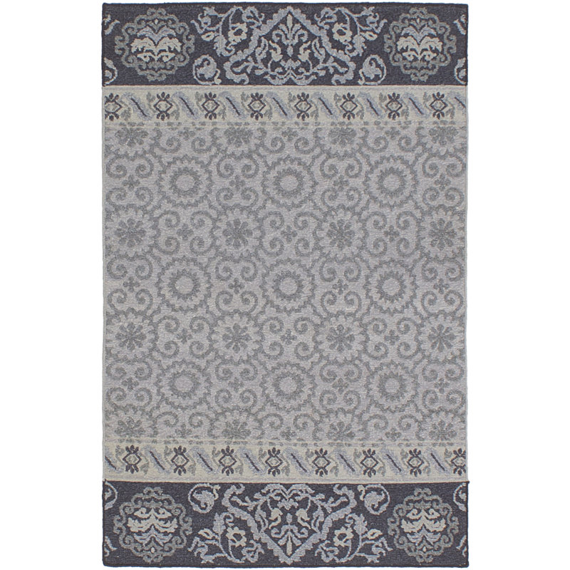 Tapis gris clair en laine sumak handwoven à tissage plat Weyant, Rectangle 3 pi 6 po x 5 pi 6 po