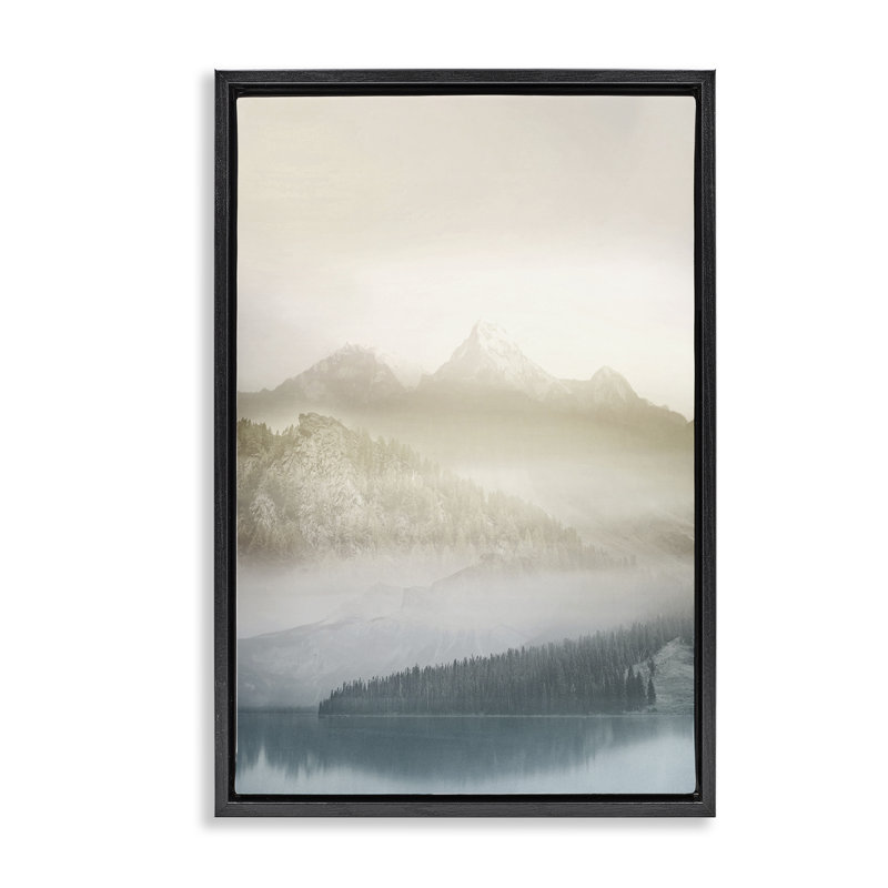 Cadre flottant Vanilla Mountain Peaks View, design par Gemma Bardot, Cadre flottant noir de jais, H 25 po x l 17 po